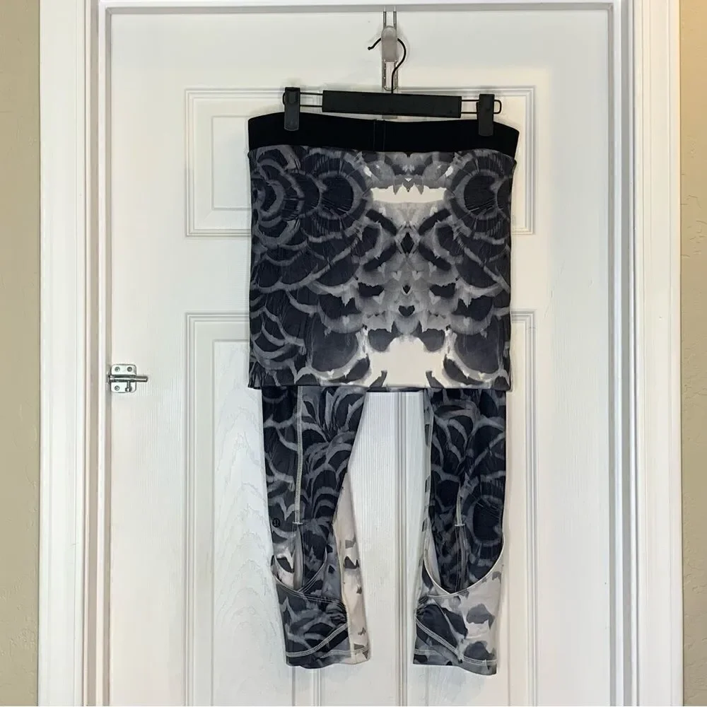 Lululemon Wunder Under SE Dance Angel Wing Black High Rise Skirted Leggings Sz 8